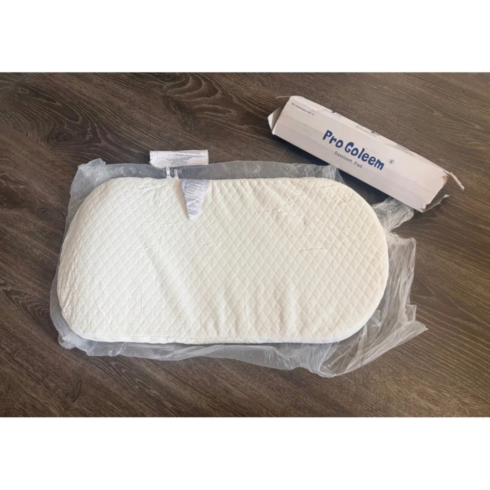 Pro Goleem Bassinet Pad Oval Mattress High Density Foam White 30x15 YLD3015O-1